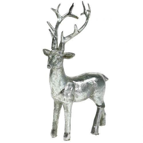 Floristik24 Decoratief figuur hert zilver 16,5cm