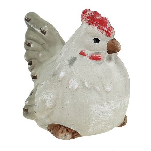 Floristik24 Decoratief figuur kip 5cm grijs 2st