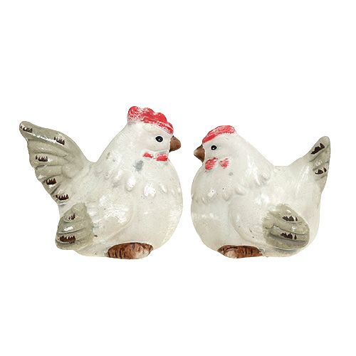 Floristik24 Decoratief figuur kip 5cm grijs 2st