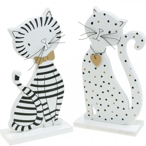 Floristik24 Decoratiefiguur kat, winkeldecoratie, kattenfiguren, houten decoratie 2st