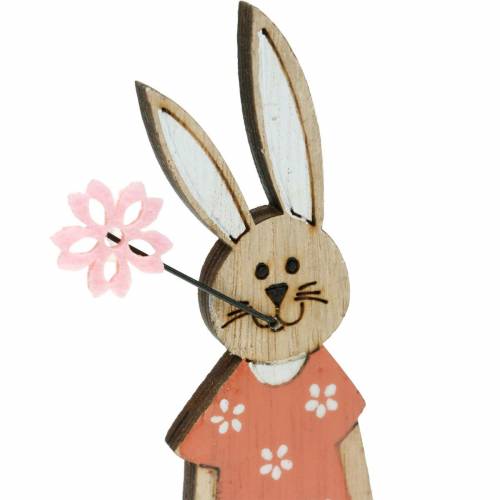 Floristik24 Decoratief figuur paashaas oranje, wit houten konijn paasdecoratie 6st