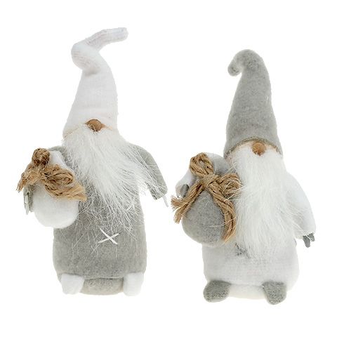 Decoratief figuur Kerstman 13cm grijs, wit 2st