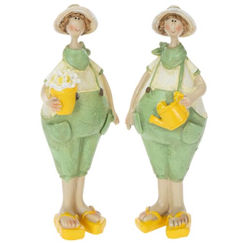 Decoratieve tuinmanfiguurtjes, tafeldecoratie, zomer, groen/geel, 16,5 x 5,5 cm, 2 stuks kopen | Floristik24.nl