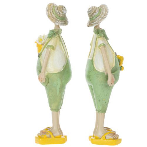 Decoratieve tuinmanfiguurtjes, tafeldecoratie, zomer, groen/geel, 16,5 x 5,5 cm, 2 stuks | Floristik24.nl