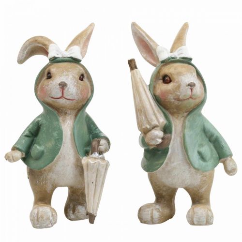 Floristik24 Decoratiefiguren decoratief konijn met paraplu H10,5cm 4st