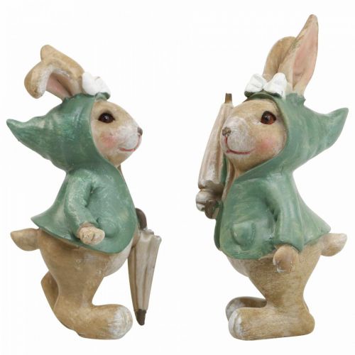 Floristik24 Decoratiefiguren decoratief konijn met paraplu H10,5cm 4st