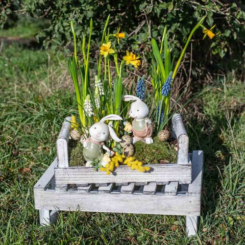 Floristik24 Decoratiefiguren decoratie konijn konijn kinderen met kuikens H11cm 2st