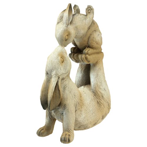 Floristik24 Decoratiefiguren moeder konijn met kind konijn grijsbruin H35cm