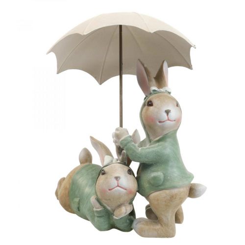 Floristik24 Deco figuren paar konijnen Deco konijnen met paraplu H22cm