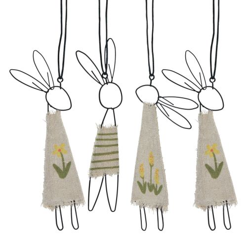 Floristik24 Decoratiefiguren metaal konijnenhanger zwart naturel 19cm 4 st