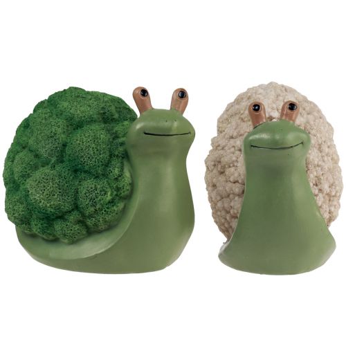 Floristik24 Decoratieve figuren slakken decoratie groen wit 7,5x11,5x10,5cm