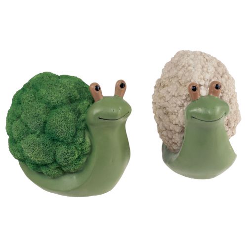 Artikel Decoratieve figuren slakken decoratie groen wit 7,5x11,5x10,5cm