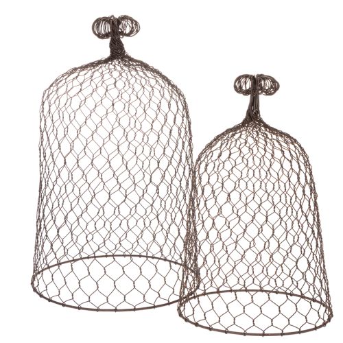 Decoratieve metalen bel, klimhulp, draadkap, bruin, roestkleurige afwerking, H50/41cm Ø30/25cm, set van 2 kopen | Floristik24.nl