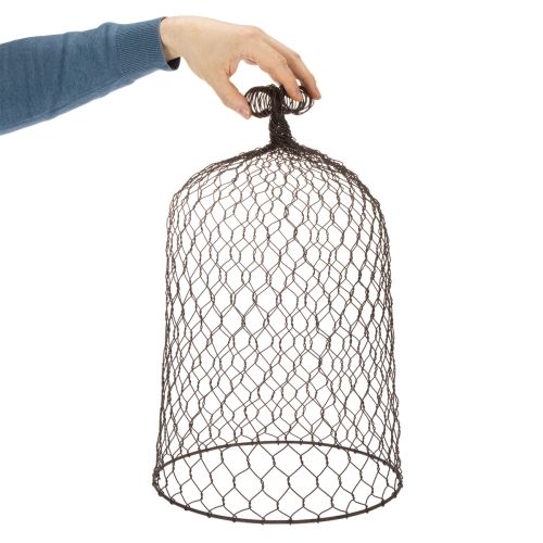 Decoratieve metalen bel, klimhulp, draadkap, bruin, roestkleurige afwerking, H50/41cm Ø30/25cm, set van 2 | Floristik24.nl