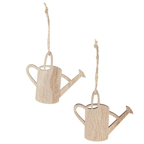 Artikel Decoratieve hanger gieter houtdecoratie naturel groen 8cm 12 st