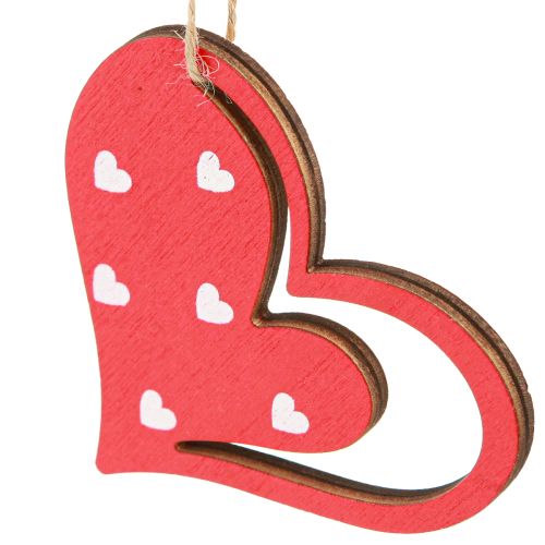 Artikel Decoratieve hanger hartdecoratie voor Moederdag rood wit 7,5cm 12 st