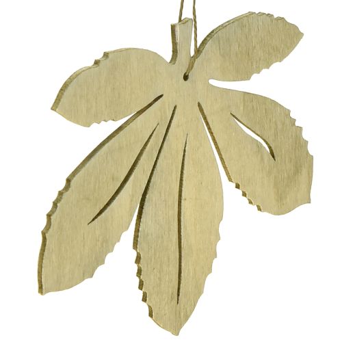 Artikel Decoratieve hanger hout herfstbladeren groen naturel bruin 12x10cm 12 st