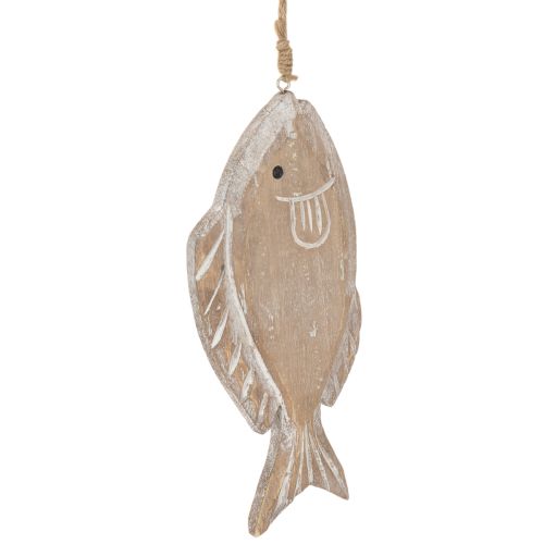 Houten decoratieve hangvis wit-natuur 21cm set van 2 kopen | Floristik24.nl