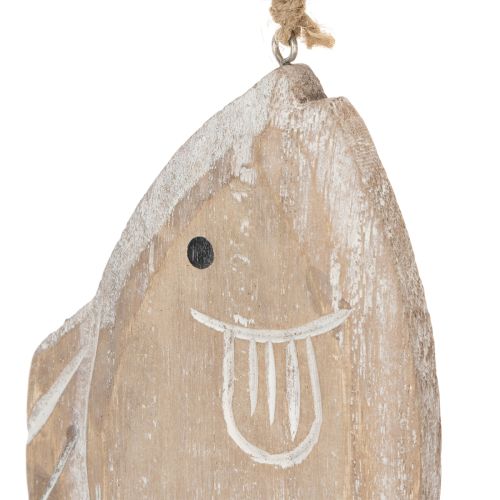 Houten decoratieve hangvis wit-natuur 21cm set van 2 | Floristik24.nl