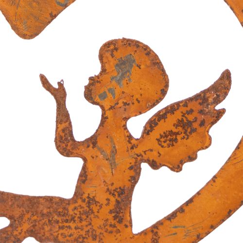 Decoratieve metalen hangornamenten, roestkleurige afwerking, hartvormig engeltje, Ø15 cm, 6 stuks | Floristik24.nl