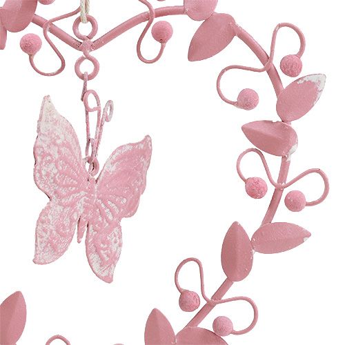 Artikel Decoratieve hanger metaal hart roze 26cm