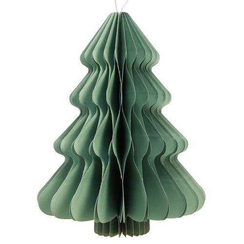 Floristik24 Decoratieve hanger papierboom Kerst mint zilver H40cm 2st