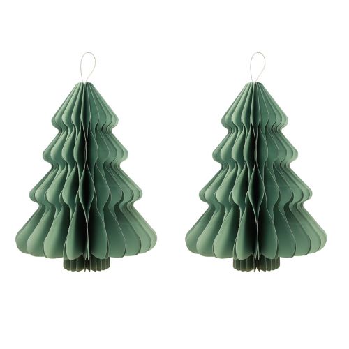 Artikel Decoratieve hangende papieren kerstboom kerst mint zilver H40cm 2 stuks