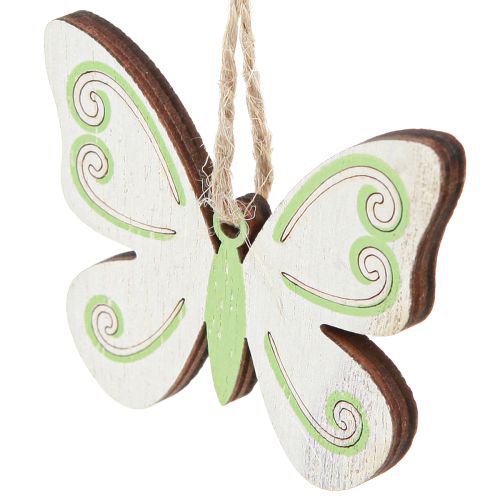 Artikel Decoratieve hanger vlinder decoratie hout naturel groen 5×6cm 12 st