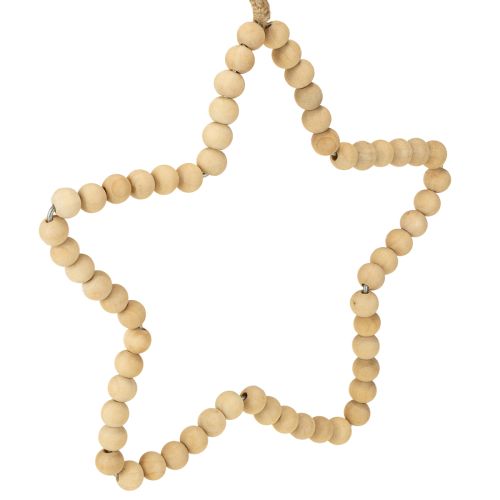 Artikel Decoratieve kerst houten kralen hart sterboom H16cm 3 st