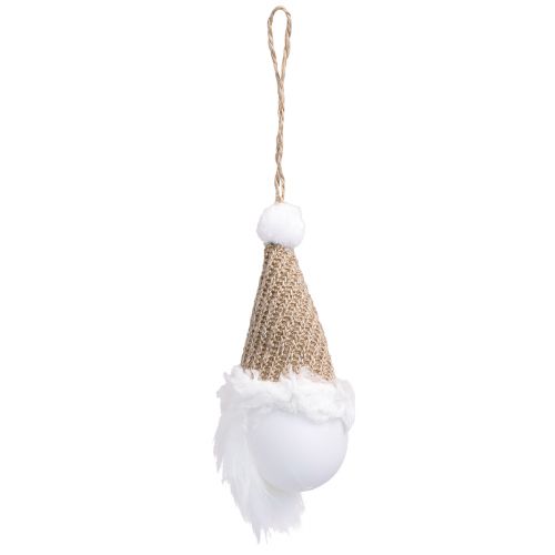 Artikel Decoratieve hanger kerstkabouter wit bruin H11cm 3 st
