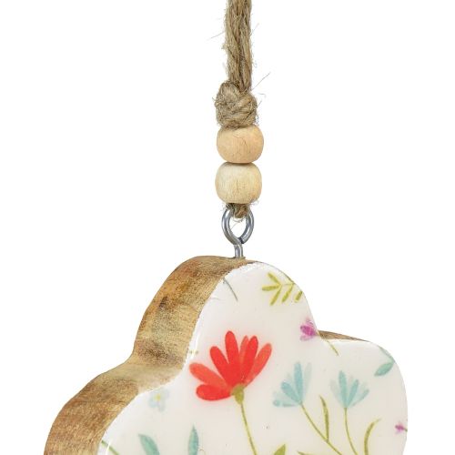 Artikel Decoratieve hanger bloem hout glans wit gekleurd Ø9,5cm 20cm