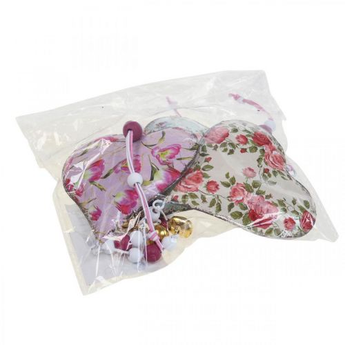 Floristik24 Decoratieve hanger hartdecoratie vintage bloemenhanger 8,5x9cm 3 st