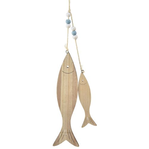 Artikel Decoratieve hanger houten vis sierstrips 11,5/20cm set van 2