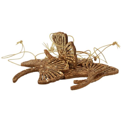 Artikel Deco hanger hout gingko deco gingko blad goud 5x6,5cm 12 stuks