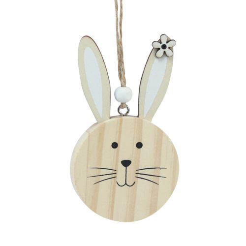 Artikel Decoratieve hanger houten konijnenkop naturel witgoud 10,5cm 8 stuks