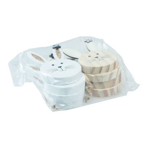 Artikel Decoratieve hanger houten konijnenkop naturel witgoud 10,5cm 8 stuks