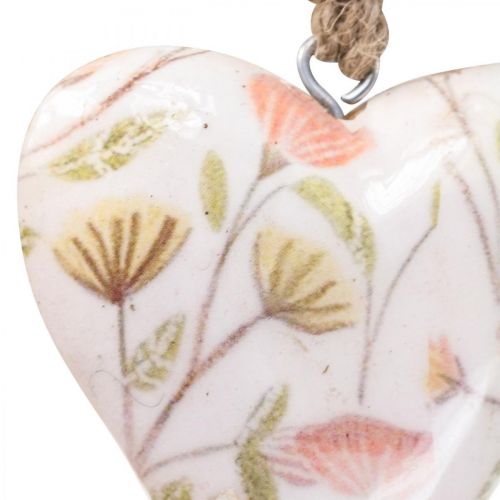 Deco hanger houten hart deco hanger motief bloemen 7x10x2,5cm