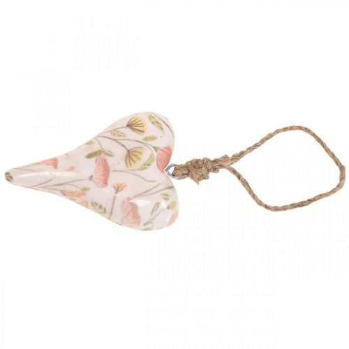 Floristik24 Deco hanger houten hart deco hanger motief bloemen 7x10x2,5cm