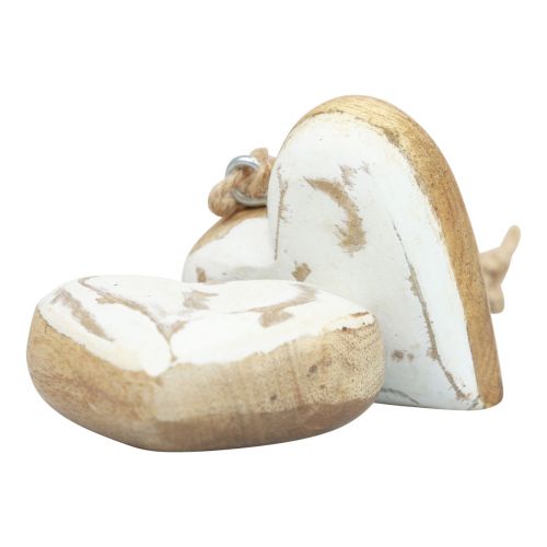Decoratieve hangers hout houten harten naturel wit goud vintage 6cm 8st