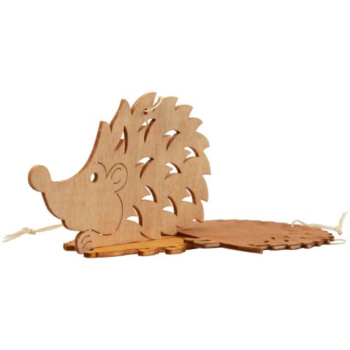 Floristik24 Decoratieve hanger houten egeldecoratie bruin naturel oranje 12x10cm 12 st