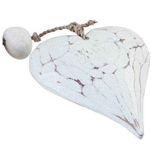 Artikel Decoratieve hanger houten ronde houten harten wit naturel H85cm