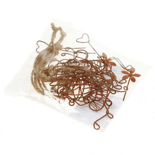Floristik24 Decoratiehanger metaal bijen decoratiehanger roest 9x6,5cm 6st