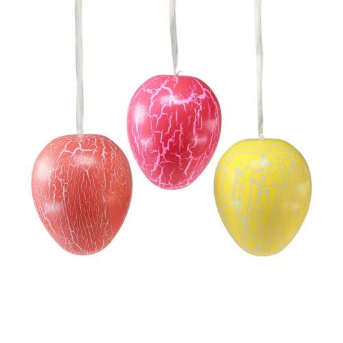 Artikel Decoratieve hanger paaseieren geel/roze/rood craquelé Ø15cm 3 st