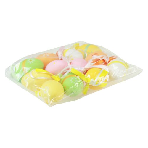 Artikel Decoratieve hanger plastic paaseieren om op te hangen 4×5,5 cm 12 st
