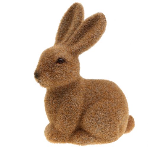 Artikel Decoratief konijntje gevlokt bruin Paashaas decoratie 15cm 4 st
