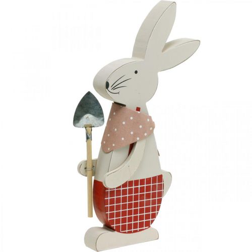 Artikel Decoratief konijntje met schop, konijntje, paasdecoratie, houten konijntje, paashaas