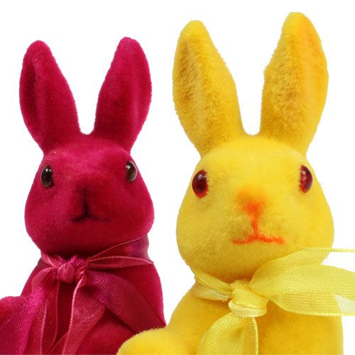 Artikel Decoratieve konijnen zitten massaal veelkleurig H14.5cm 8st