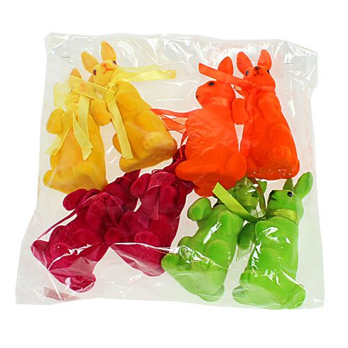 Floristik24 Decoratieve konijnen zitten massaal veelkleurig H14.5cm 8st