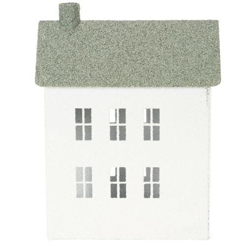 Decoratief metalen huisje in de vorm van een huis met ramen en schoorsteen, 22 cm. | Floristik24.nl