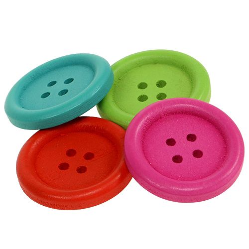 Floristik24 Decoratieve houten knopen, diverse kleuren. Ø2,5cm 72 st